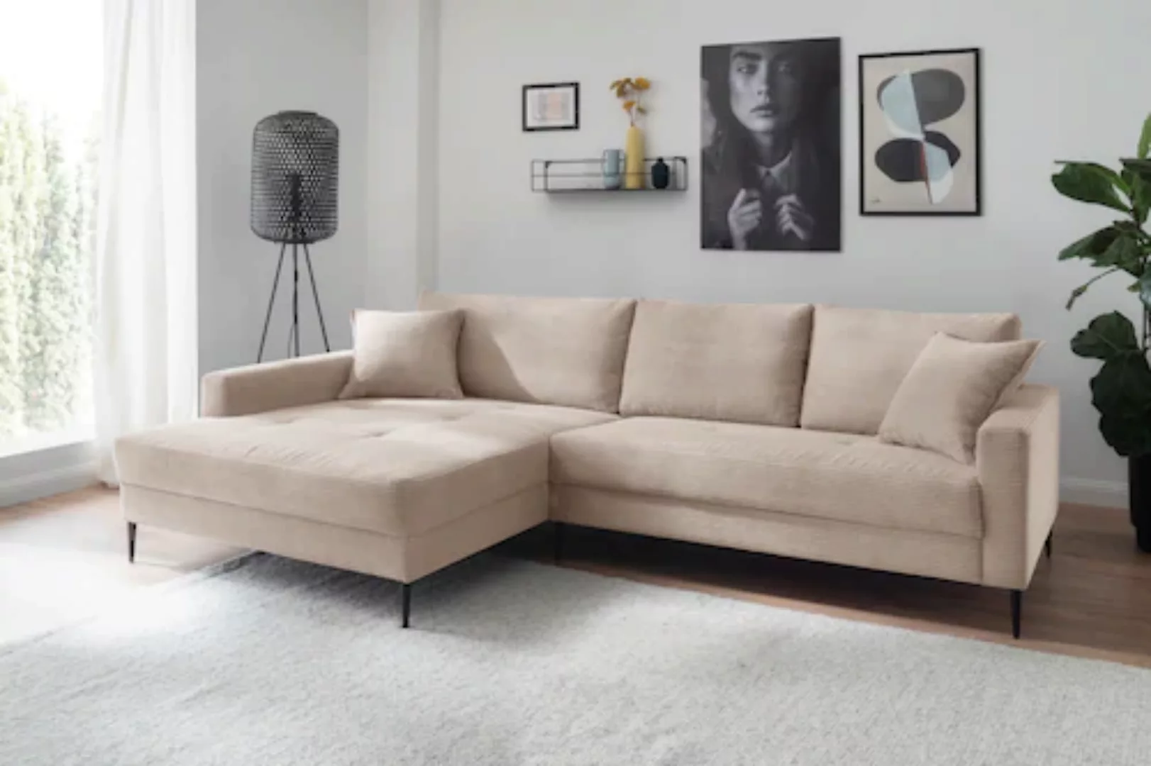 Trends by HG Ecksofa »Summer L-Form«, in Cord-Stoff mit Metallfuß günstig online kaufen