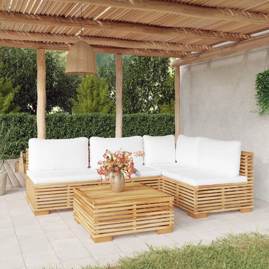 Vidaxl 5-tlg. Garten-lounge-set Mit Kissen Massivholz Teak günstig online kaufen