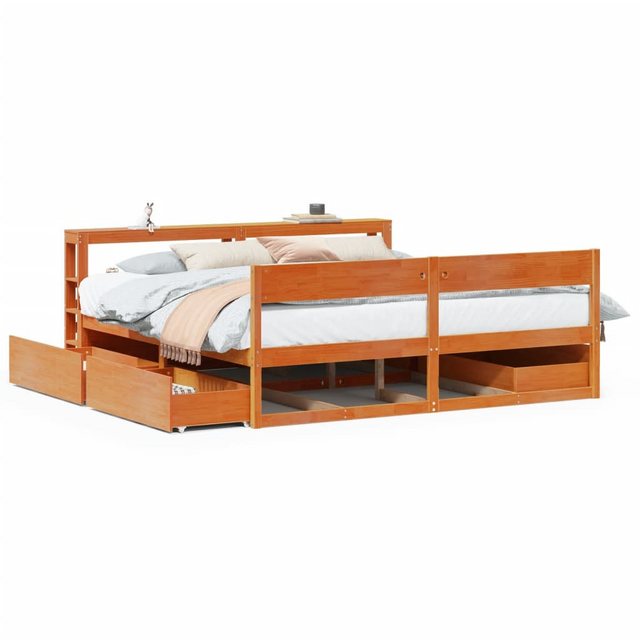 vidaXL Bett, Massivholzbett ohne Matratze Wachsbraun 180x200 Kiefernholz günstig online kaufen