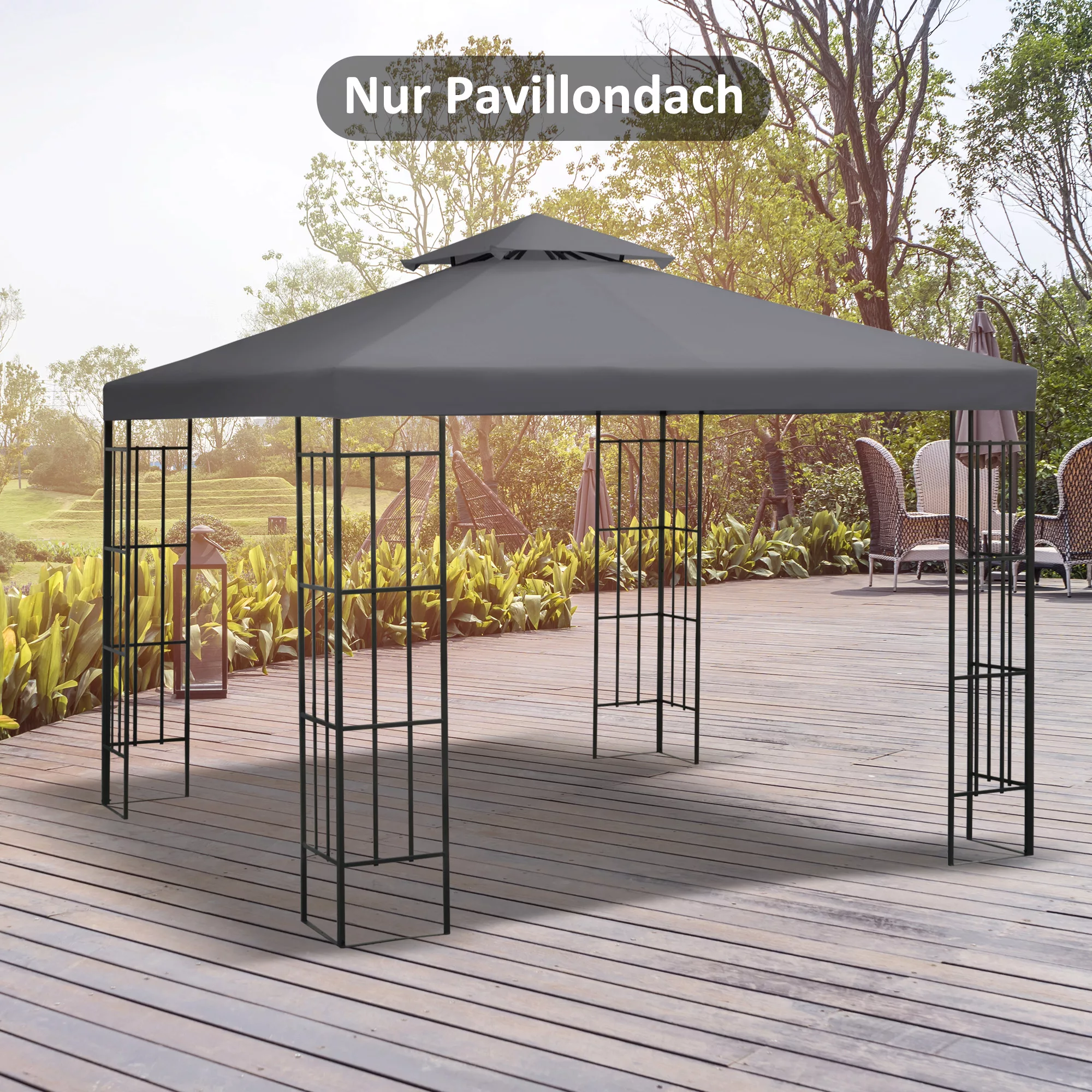 Outsunny Ersatzdach  Pavillondach für Metallpavillon, 3x3m, Polyester, Dunk günstig online kaufen