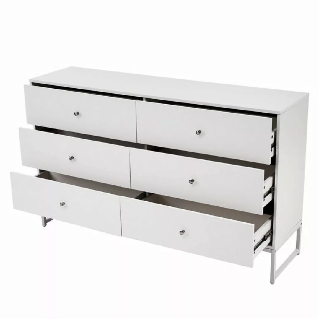 KLAM HOME Seitenschrank Sideboard mit 6 Schubladen (150x40x90 cm Küchenschr günstig online kaufen