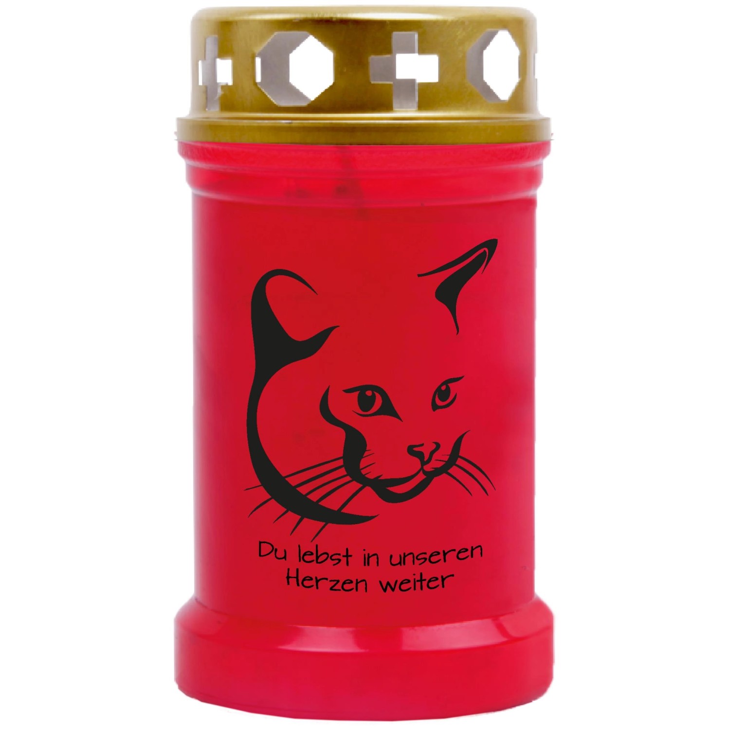 HS Candle Grabkerze Rot 40h Inkl. Deckel Gold Katze 4 günstig online kaufen