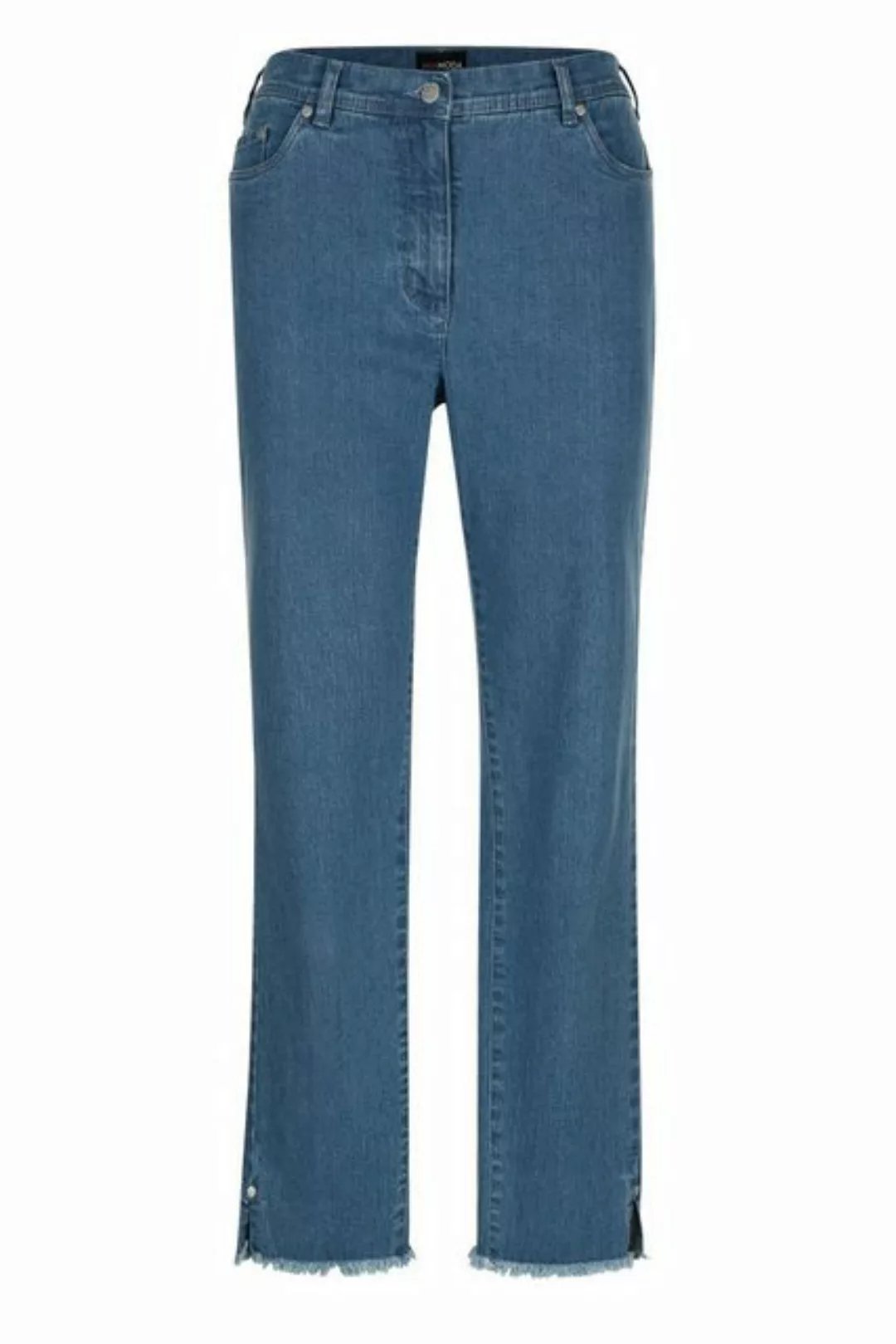 MIAMODA Regular-fit-Jeans Jeans Slim Fit Fransensaum mit Schlitz 5-Pocket günstig online kaufen