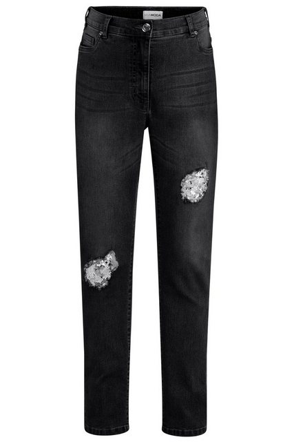 MIAMODA Regular-fit-Jeans Jeans Slim Fit destroyed mit Pailletten 5-Pocket günstig online kaufen