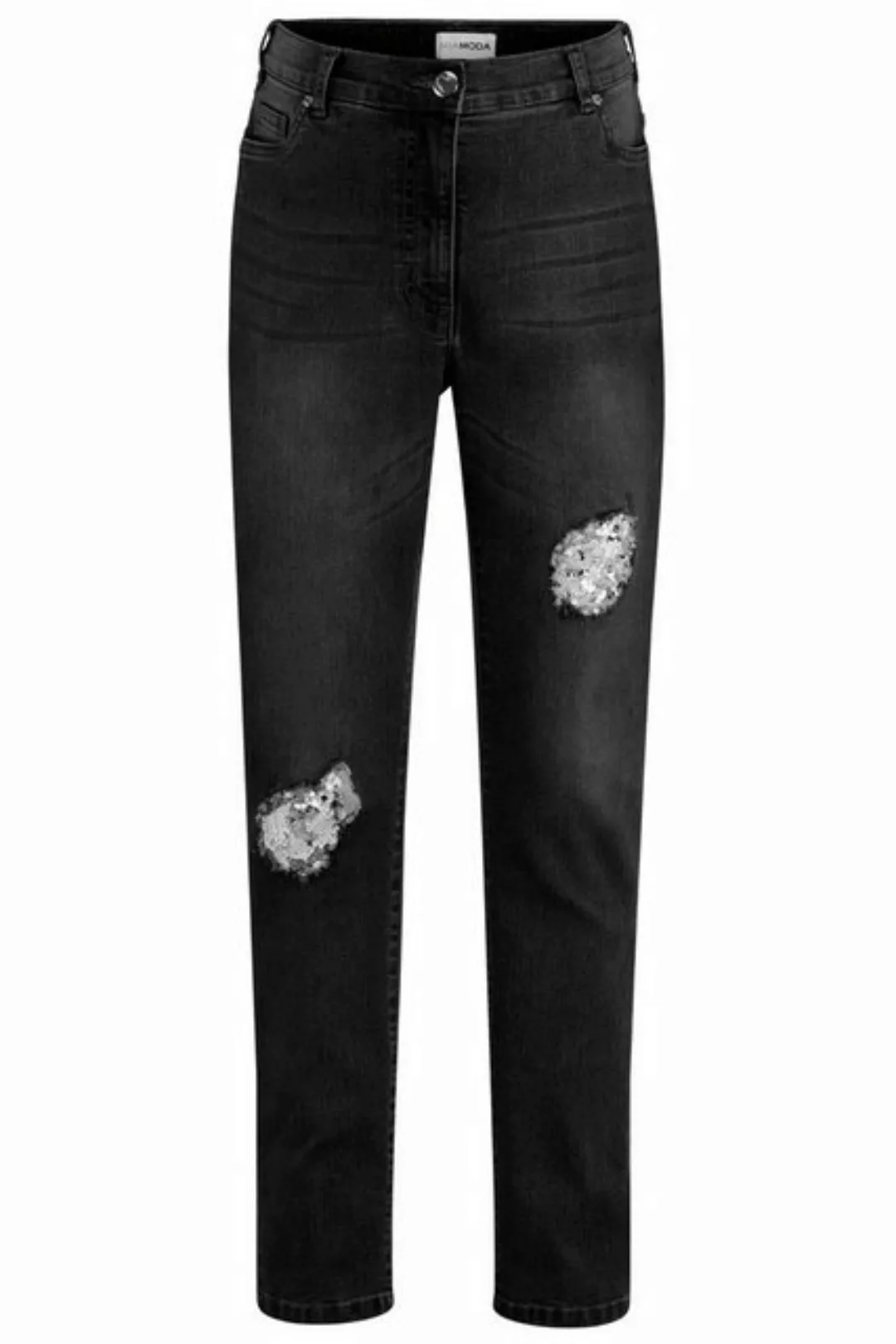 MIAMODA Regular-fit-Jeans Jeans Slim Fit destroyed mit Pailletten 5-Pocket günstig online kaufen