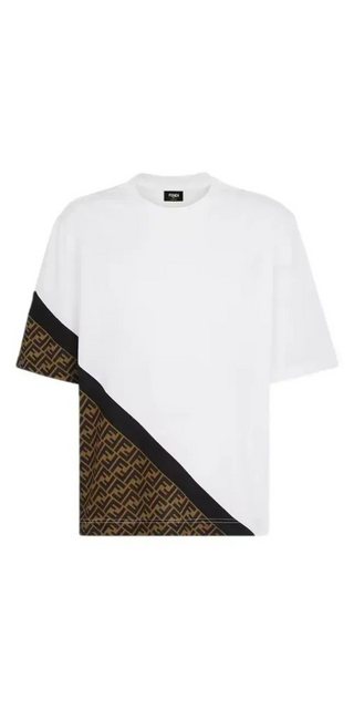 FENDI Print-Shirt Fendi Diagonal T-Shirt Weiß Herren günstig online kaufen