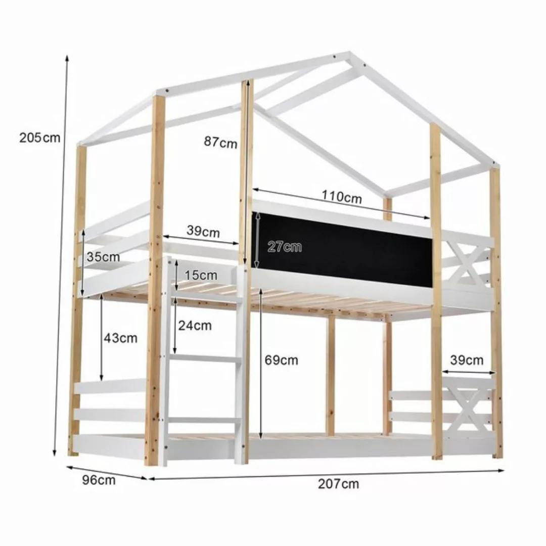 Ulife Etagenbett Hochbett Kinderbett mit Leiter, Kiefer, 90x200cm, für 2 Ki günstig online kaufen