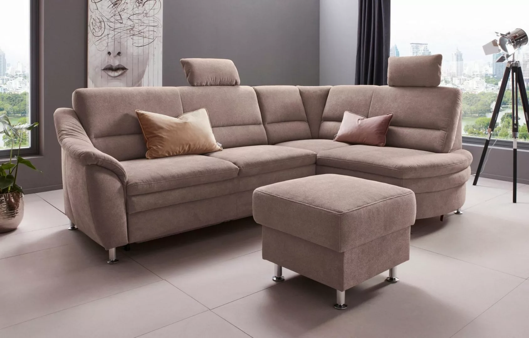 Places of Style Ecksofa Cardoso L-Form, Federkern, wahlweise mit Bett, Schu günstig online kaufen