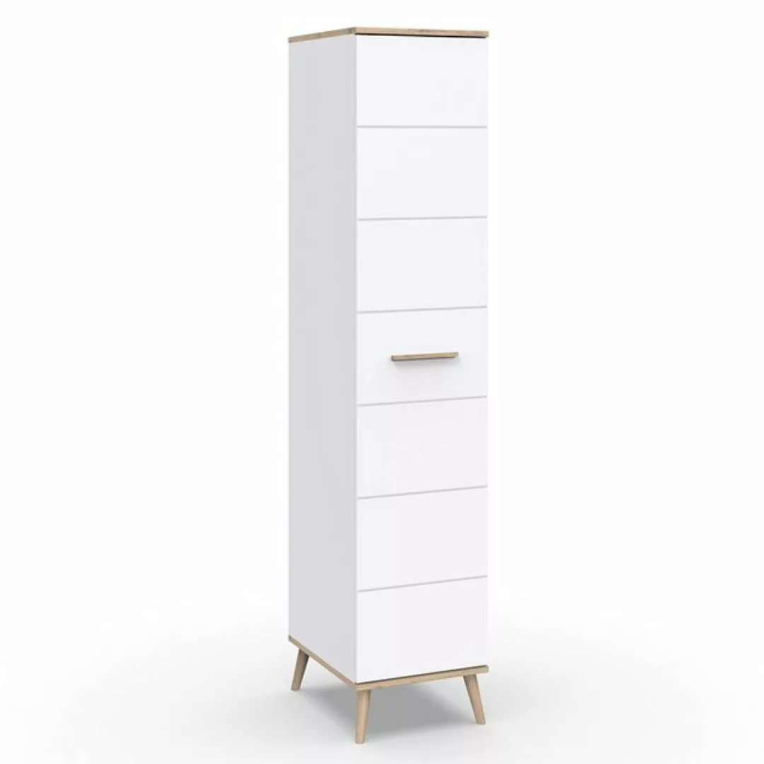 Lomadox Kleiderschrank FELIN-43 weiß Eiche skandi Stil Einlegeböden 42x202x günstig online kaufen