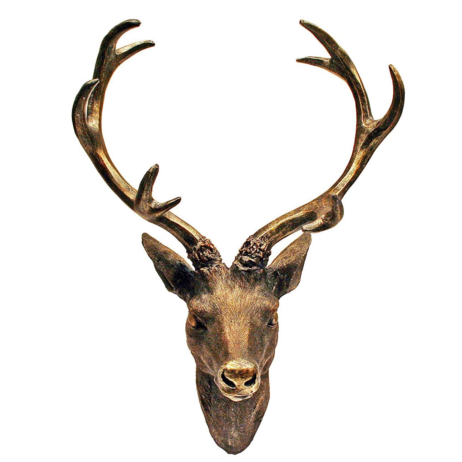 Mojawo Hirschgeweih Hirschkopf Geweih 10 Ender Bronze Optik 14x16x30cm Figu günstig online kaufen