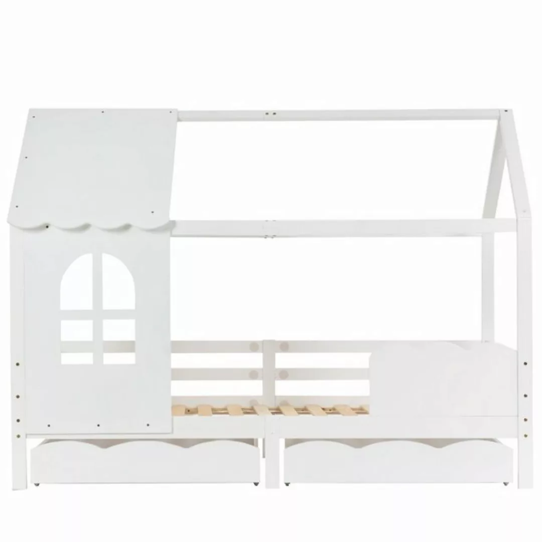 WISHDOR Kinderbett Jugendbett Massivholzbett (200x90 cm Weiß ohne Matratze) günstig online kaufen