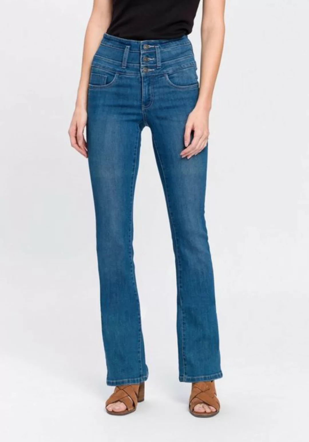 Arizona Bootcut-Jeans mit extrabreitem Bund High Waist günstig online kaufen