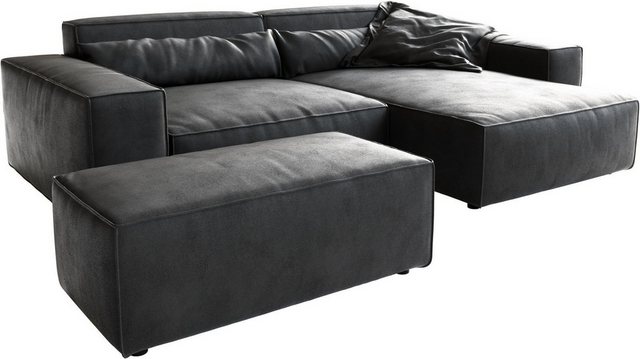 DELIFE Big-Sofa Sirpio, XL Lederimitat Vintage Anthrazit 270x170 Recamiere günstig online kaufen