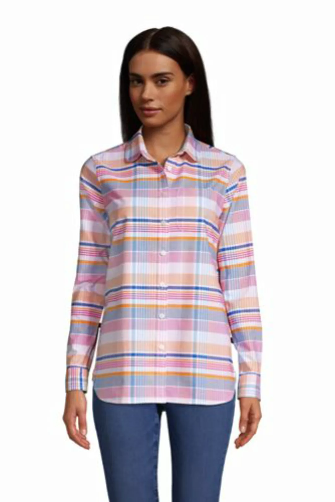 Langärmelige Oxford-Bluse mit Bubikragen, Damen, Größe: L Normal, Pink, Bau günstig online kaufen
