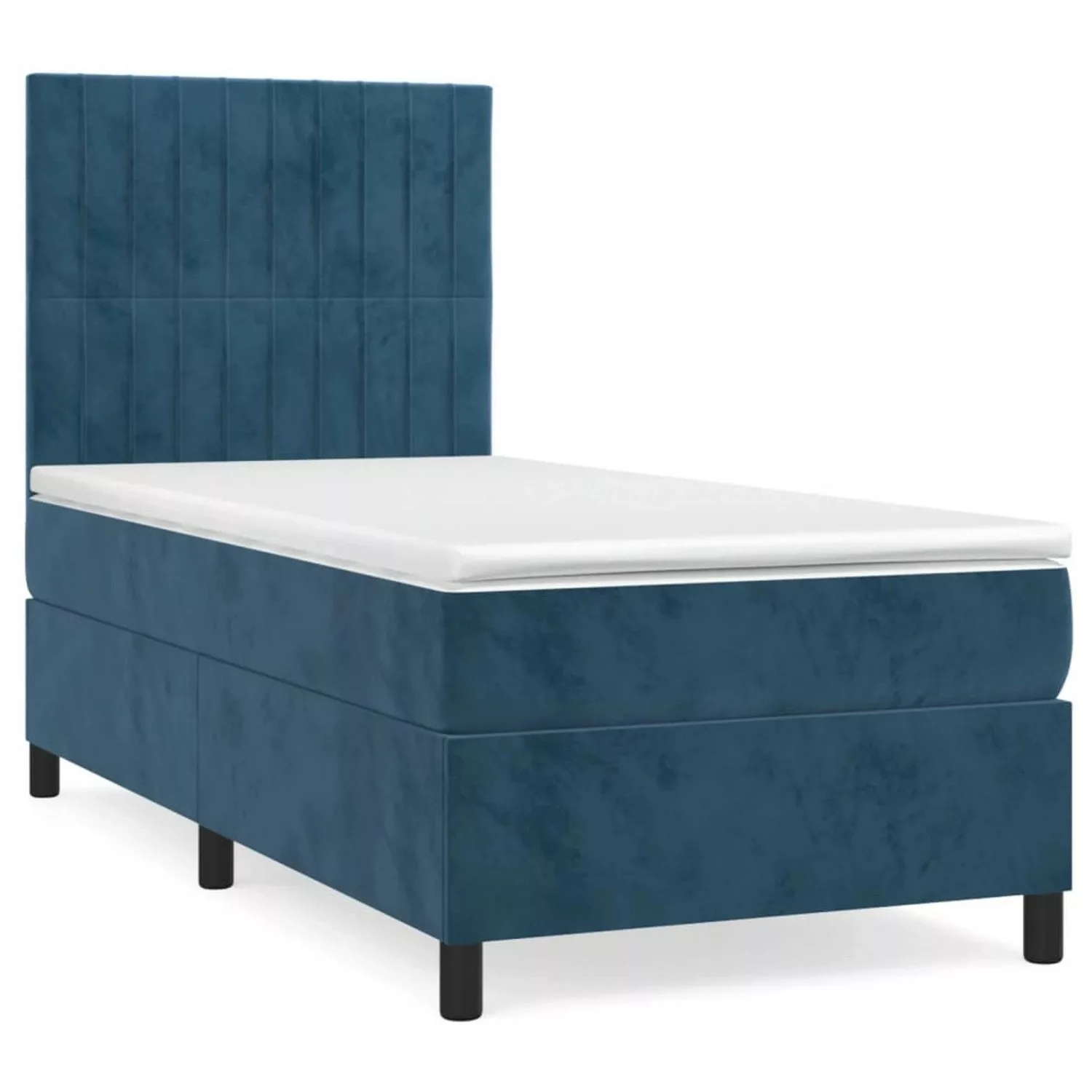 vidaXL Boxspringbett mit Matratze Dunkelblau 90x200 cm Samt1350751 günstig online kaufen