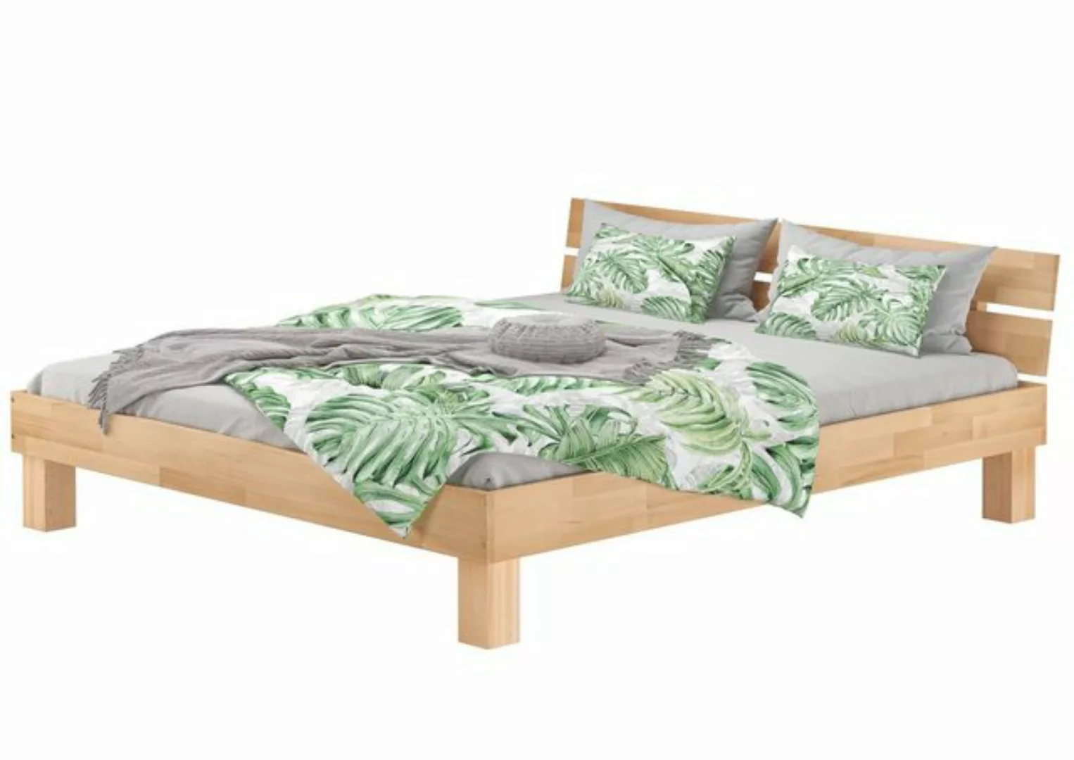 ERST-HOLZ Bett Großfamilienbett Buche massiv geölt überlang 200x220, Bucheg günstig online kaufen