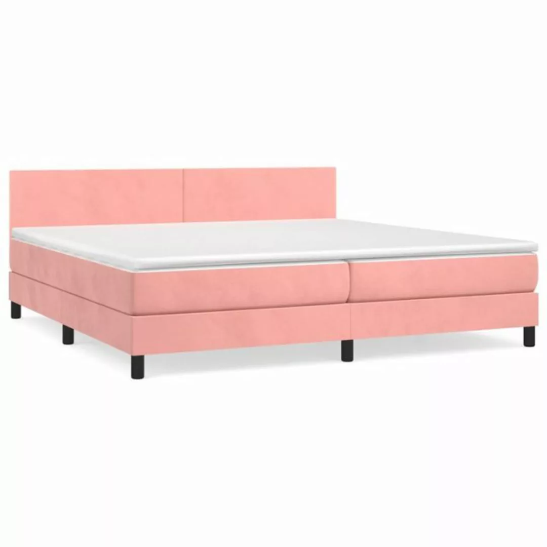 vidaXL Bettgestell Boxspringbett mit Matratze Rosa 200x200 cm Samt Bett Bet günstig online kaufen