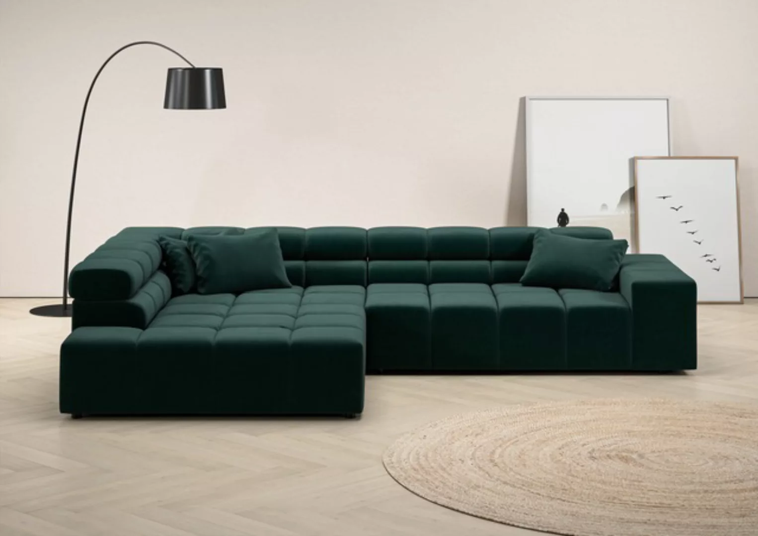 INOSIGN Ecksofa Ancona incl. Kopfteilverstellung, Zierkissen Breite 319cm, günstig online kaufen