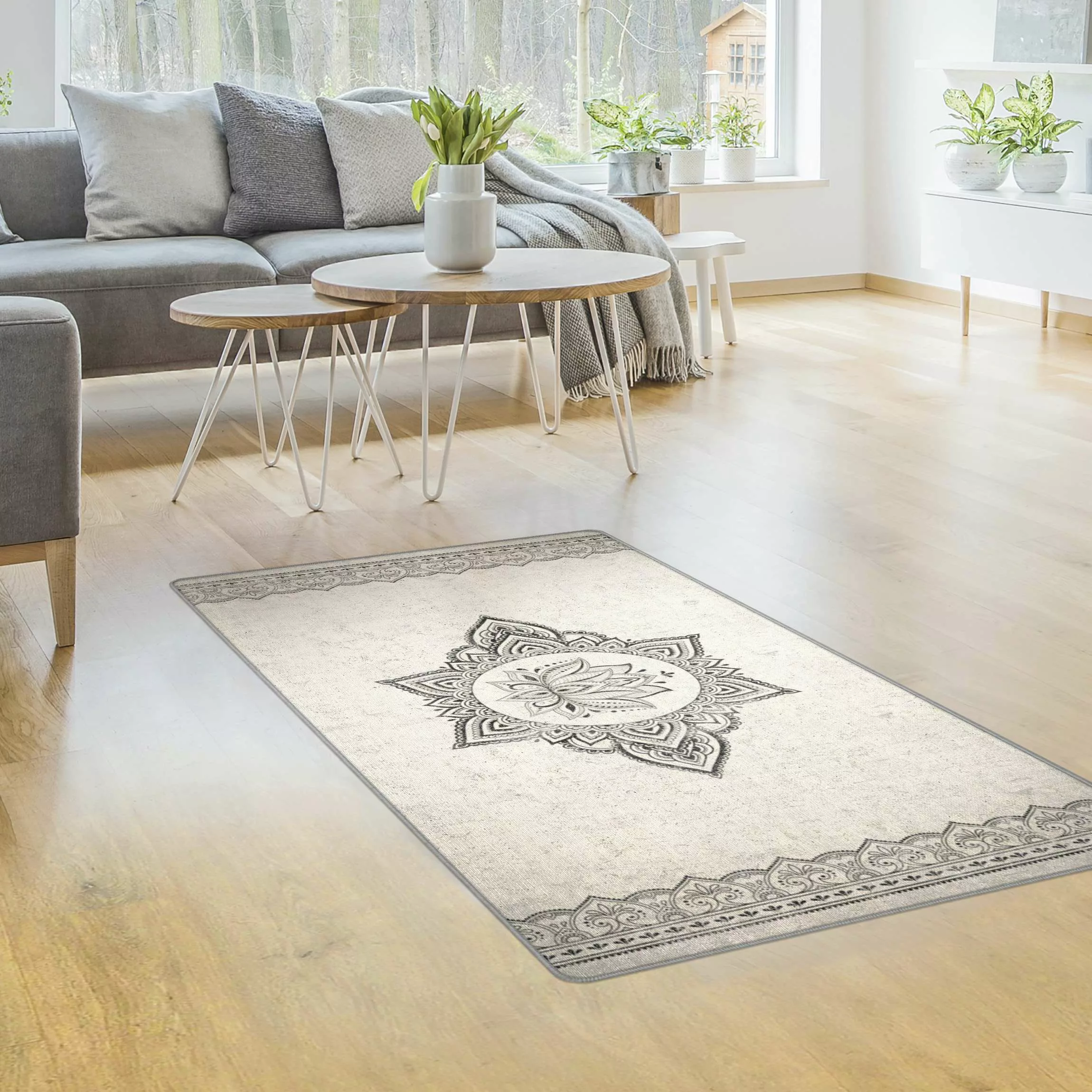 Teppich Mandala Lotus Betonoptik günstig online kaufen