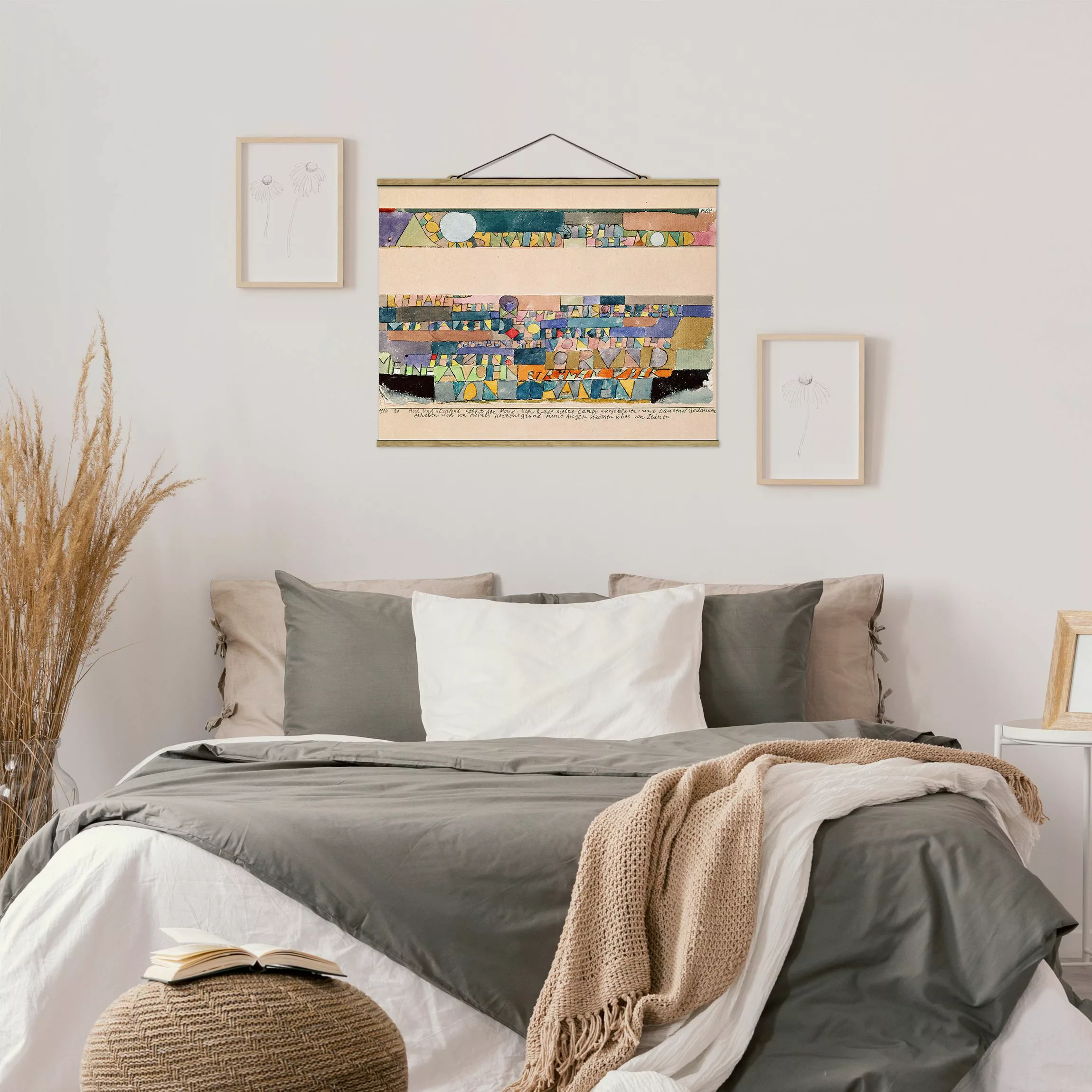 Stoffbild Abstrakt mit Posterleisten - Querformat Paul Klee - Der Mond günstig online kaufen