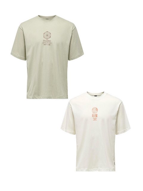ONLY & SONS T-Shirt T-Shirt 2er-Set Rundhals Kurzarm (1-tlg) 7638 in Weiß-G günstig online kaufen