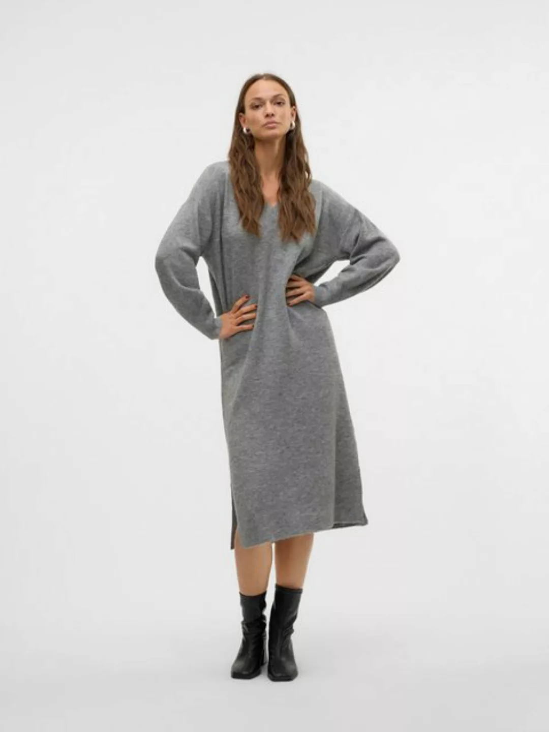 Vero Moda Strickkleid "VMJUPITER LS V-NECK CALF DRESS BF" günstig online kaufen