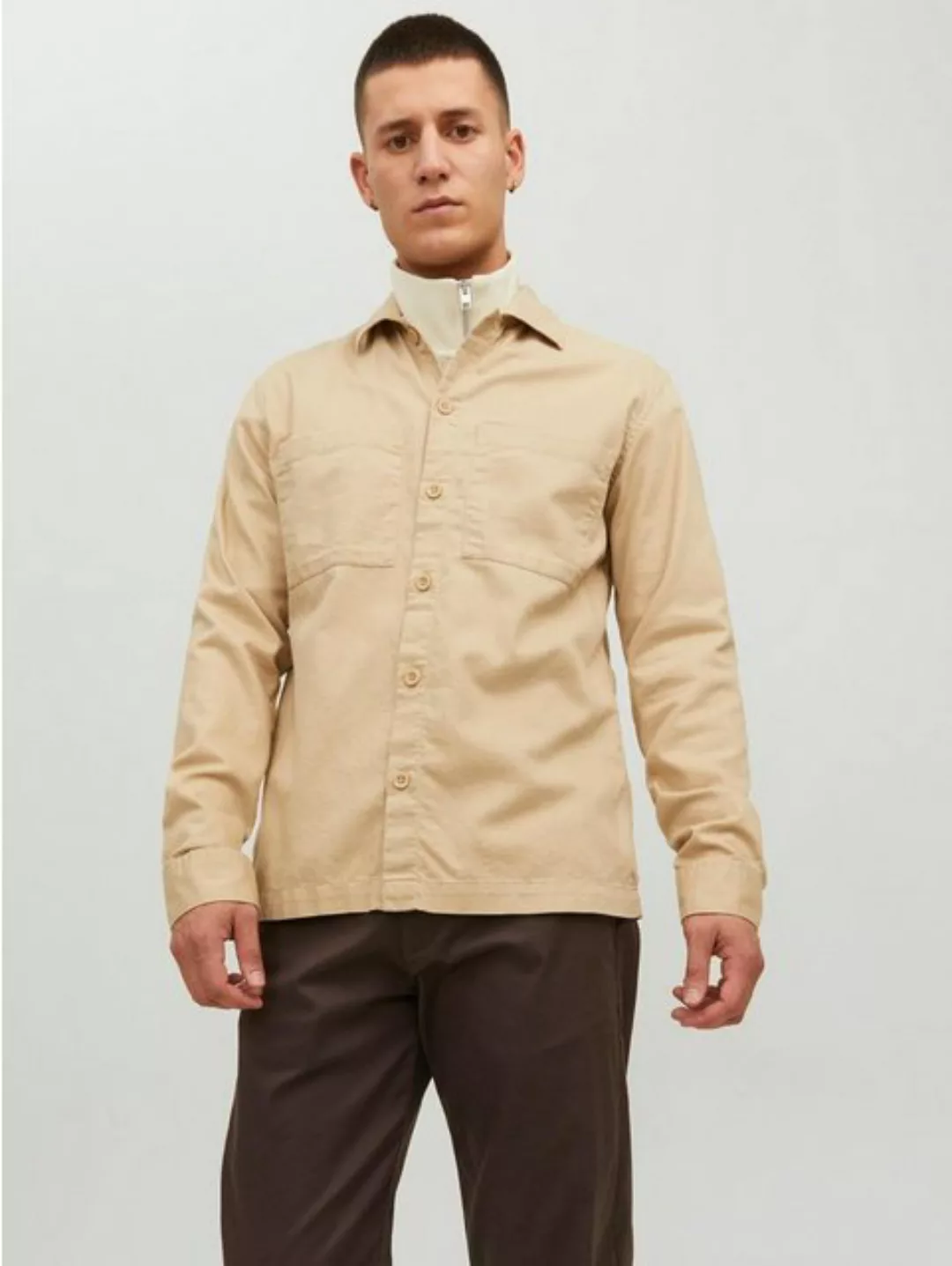 Jack & Jones Langarmhemd Langarm Hemd mit Brusttaschen JPRPETE 6062 in Sand günstig online kaufen