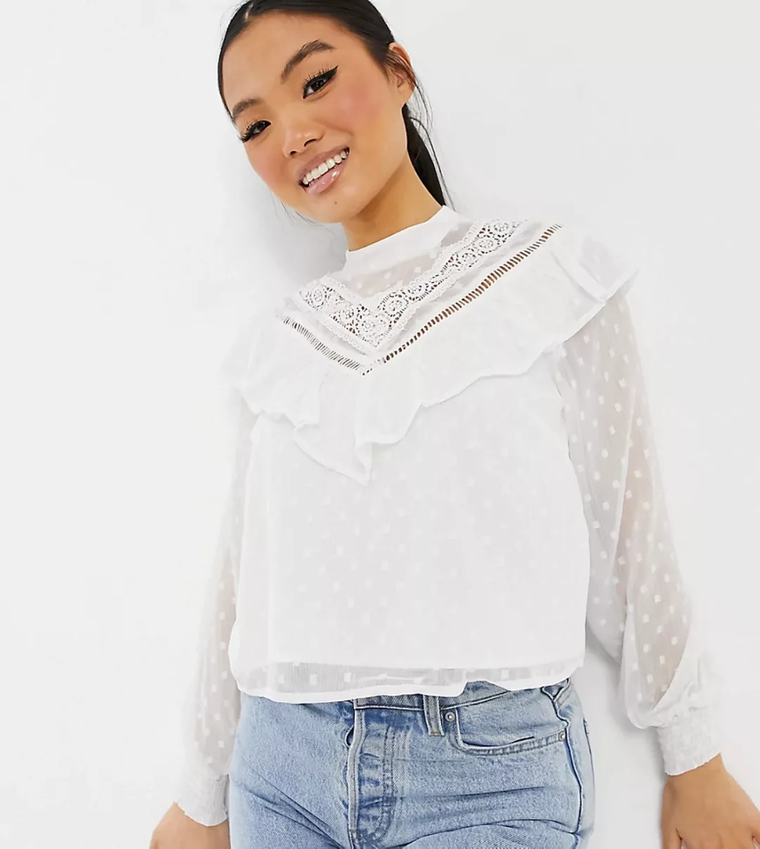 Miss Selfridge Petite – Bluse in Elfenbein-Weiß günstig online kaufen
