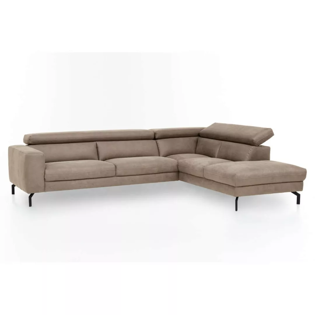 Ecksofa mit verstellbaren Kopfteilen, Vintageoptik beige, 2,5-Sitzer mit Ré günstig online kaufen