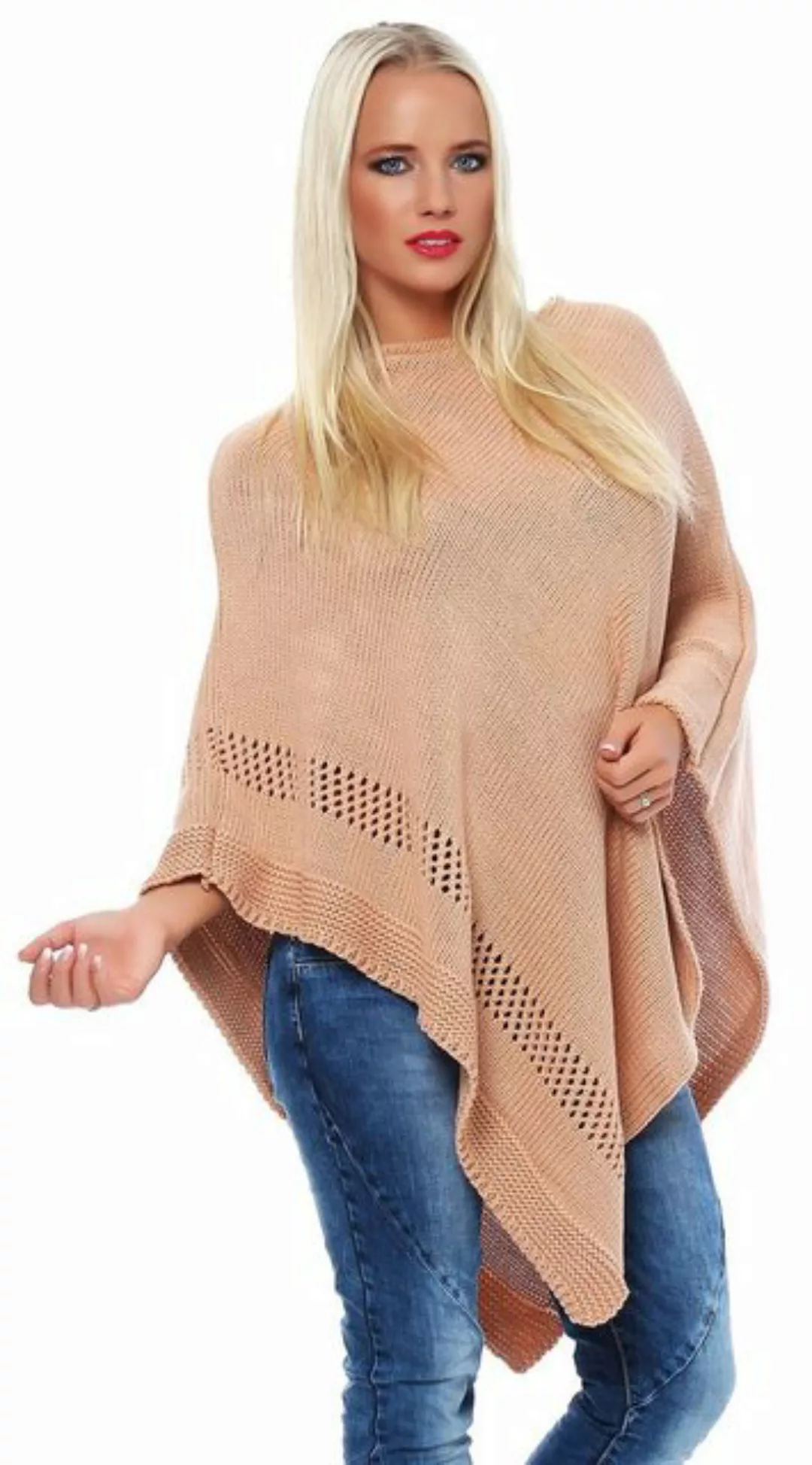 Mississhop Strickponcho Damen Poncho Cape Überwurf Strickponcho M.3004 günstig online kaufen