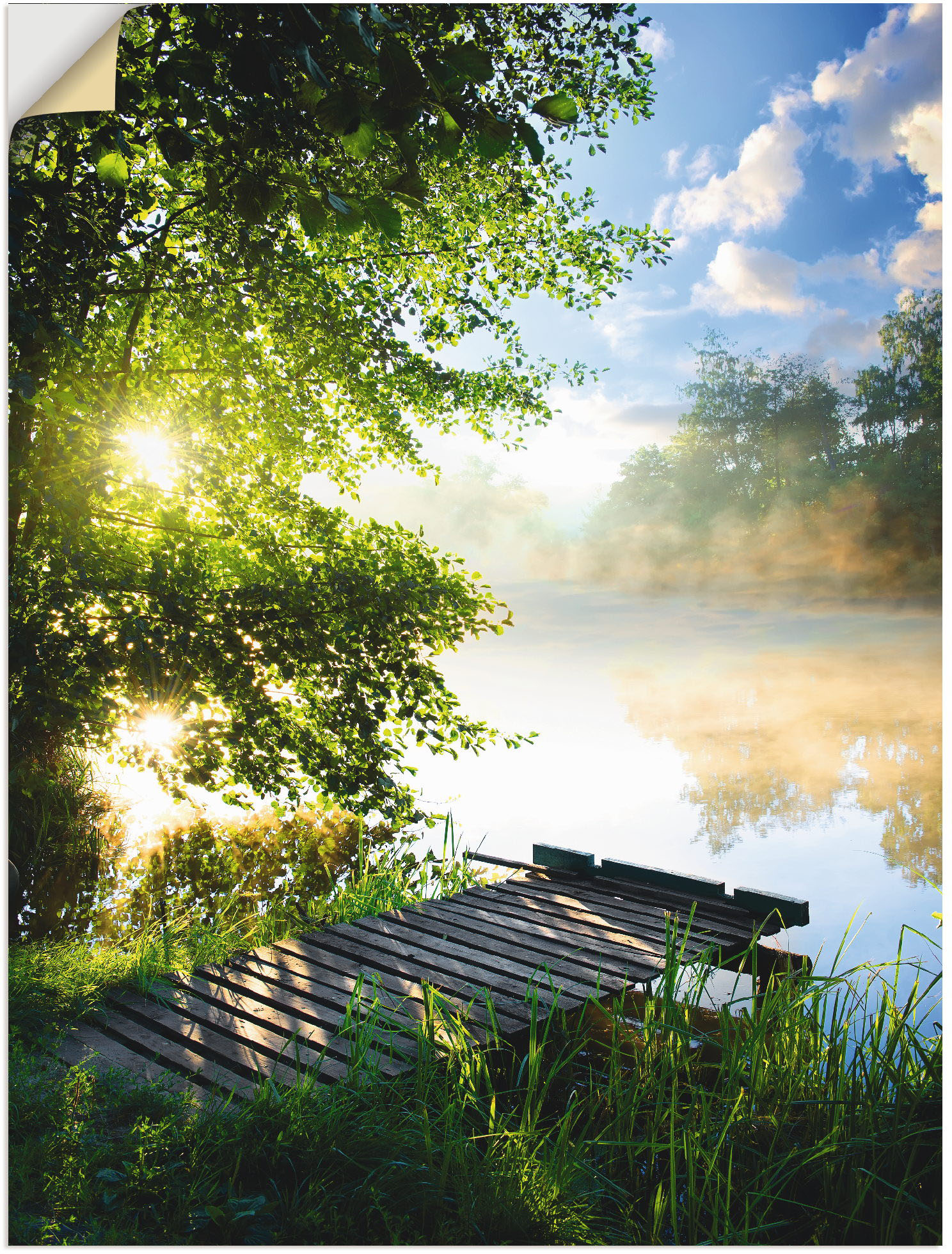 Artland Wandbild »Angelsteg am Morgen«, Gewässer, (1 St.), als Alubild, Out günstig online kaufen