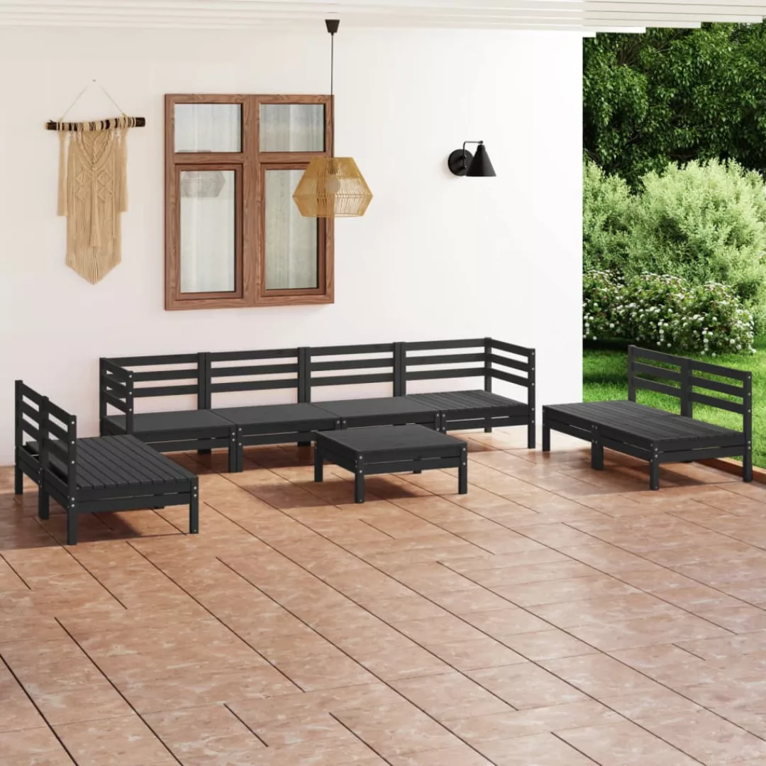 9-tlg. Garten-lounge-set Schwarz Massivholz Kiefer günstig online kaufen