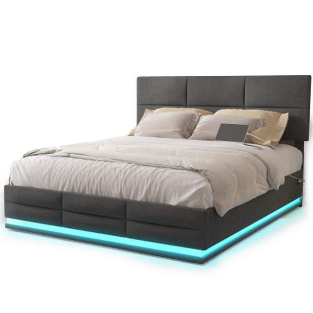 GLP Stauraumbett Funktionsbett mit LED-Leuchten und USB-Ladegerät (1-tlg), günstig online kaufen