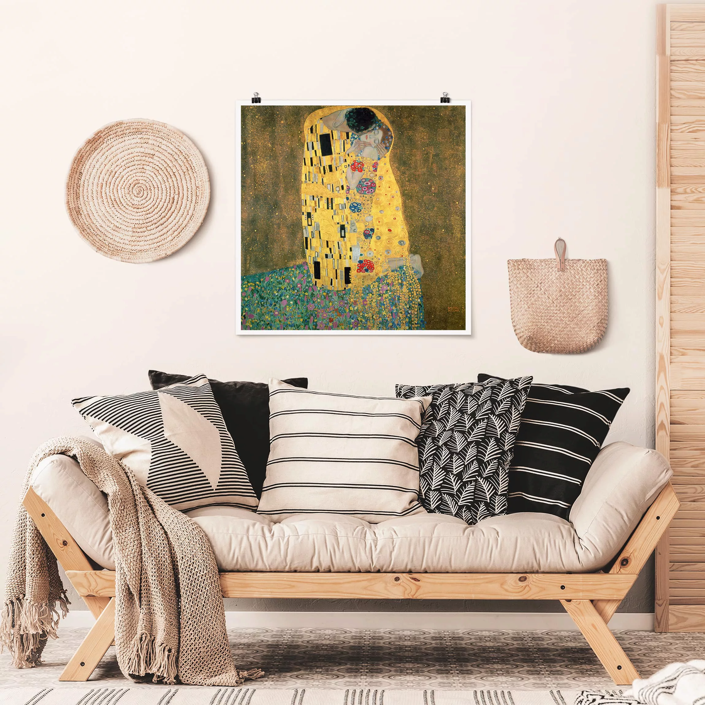 Poster Kunstdruck - Quadrat Gustav Klimt - Der Kuß günstig online kaufen