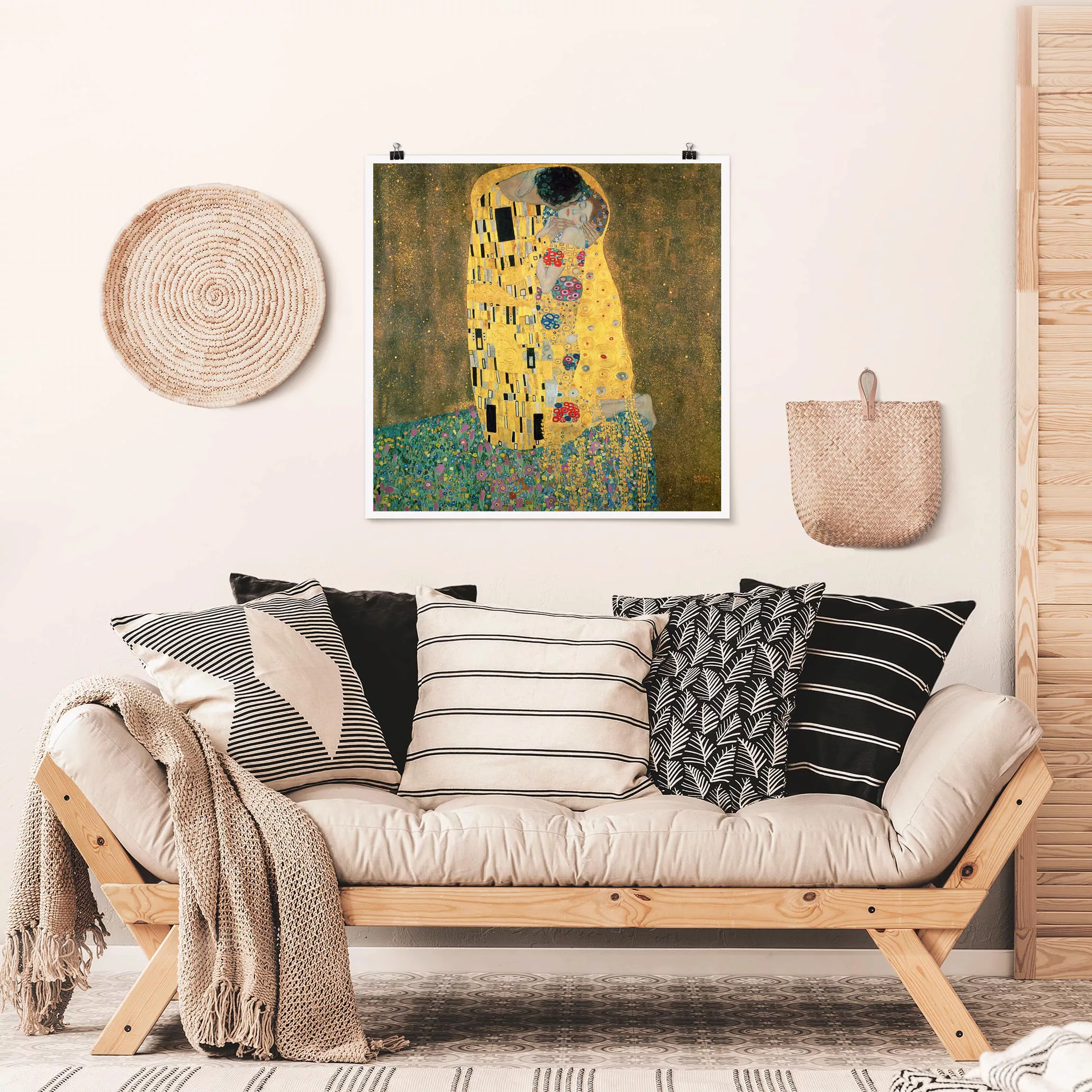 Poster - Quadrat Gustav Klimt - Der Kuß günstig online kaufen