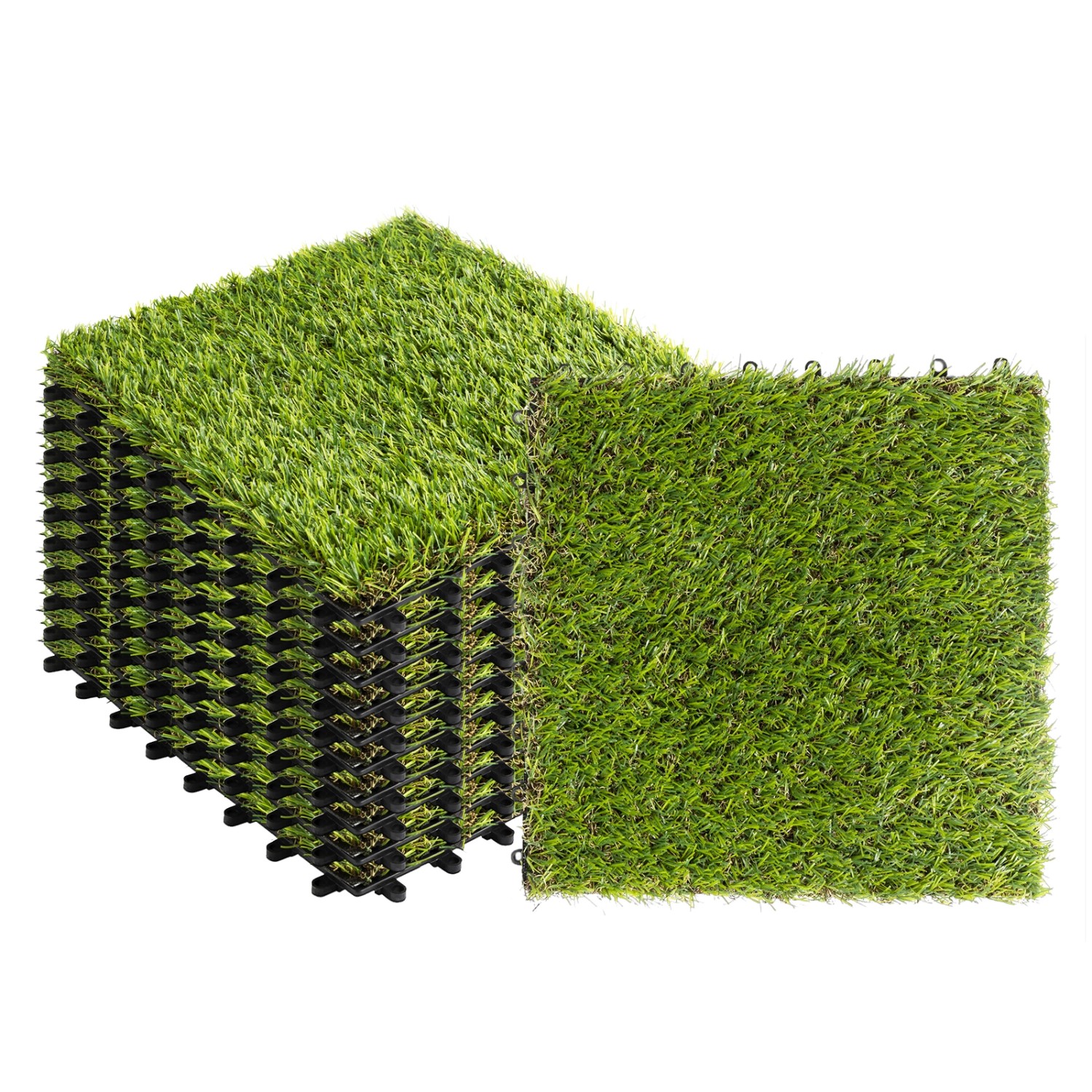 KARAT Terrassenfliesen Kunstgras Kunstrasen 30 x 30 cm 11er-Set 1 m² günstig online kaufen