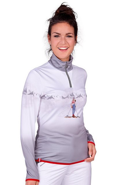 Almgwand Trachtenshirt Funktionsshirt Ski Damen - SCHWARZBERGALM - weiß/gra günstig online kaufen