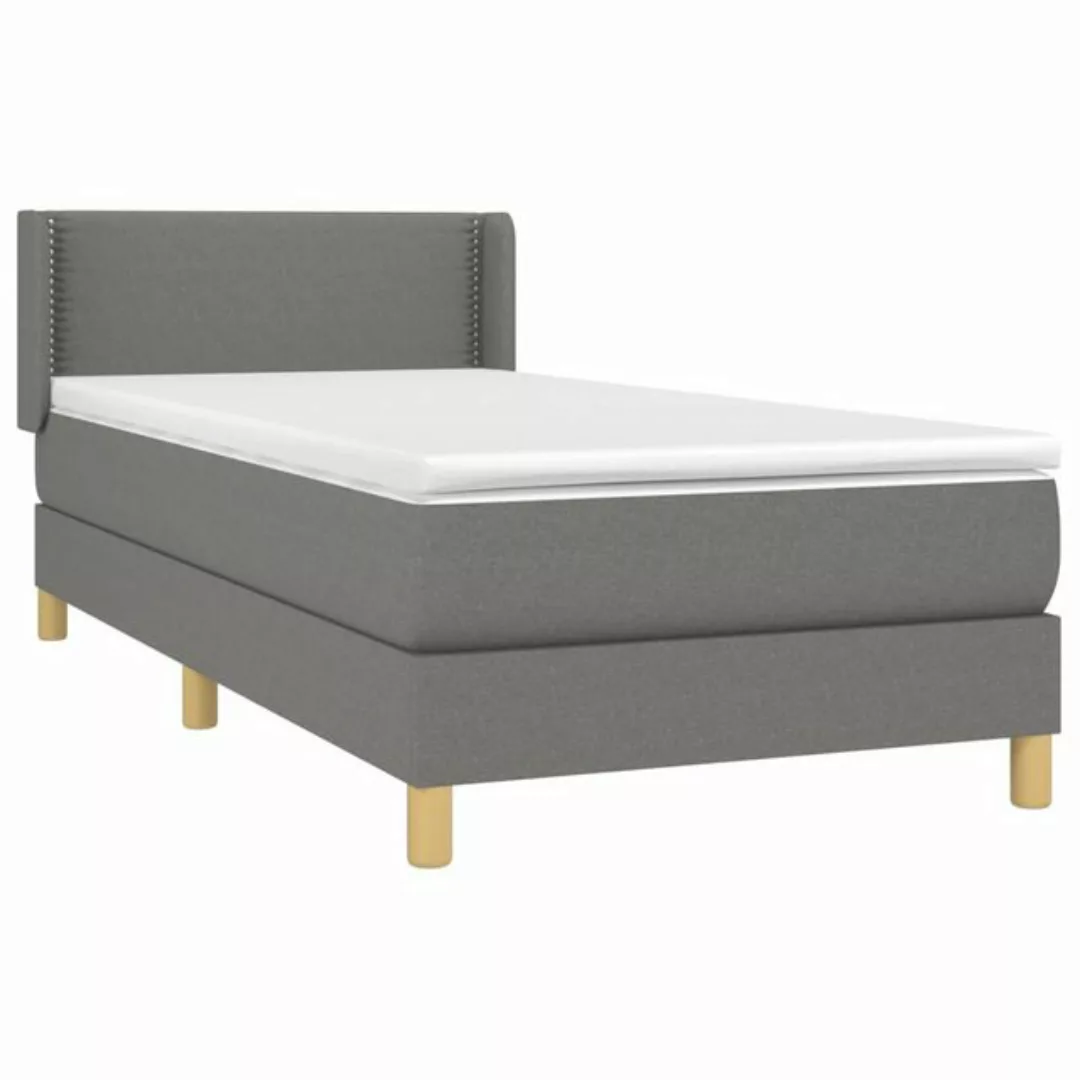 vidaXL Boxspringbett Boxspringbett mit Matratze Dunkelgrau 90x200 cm Stoff günstig online kaufen