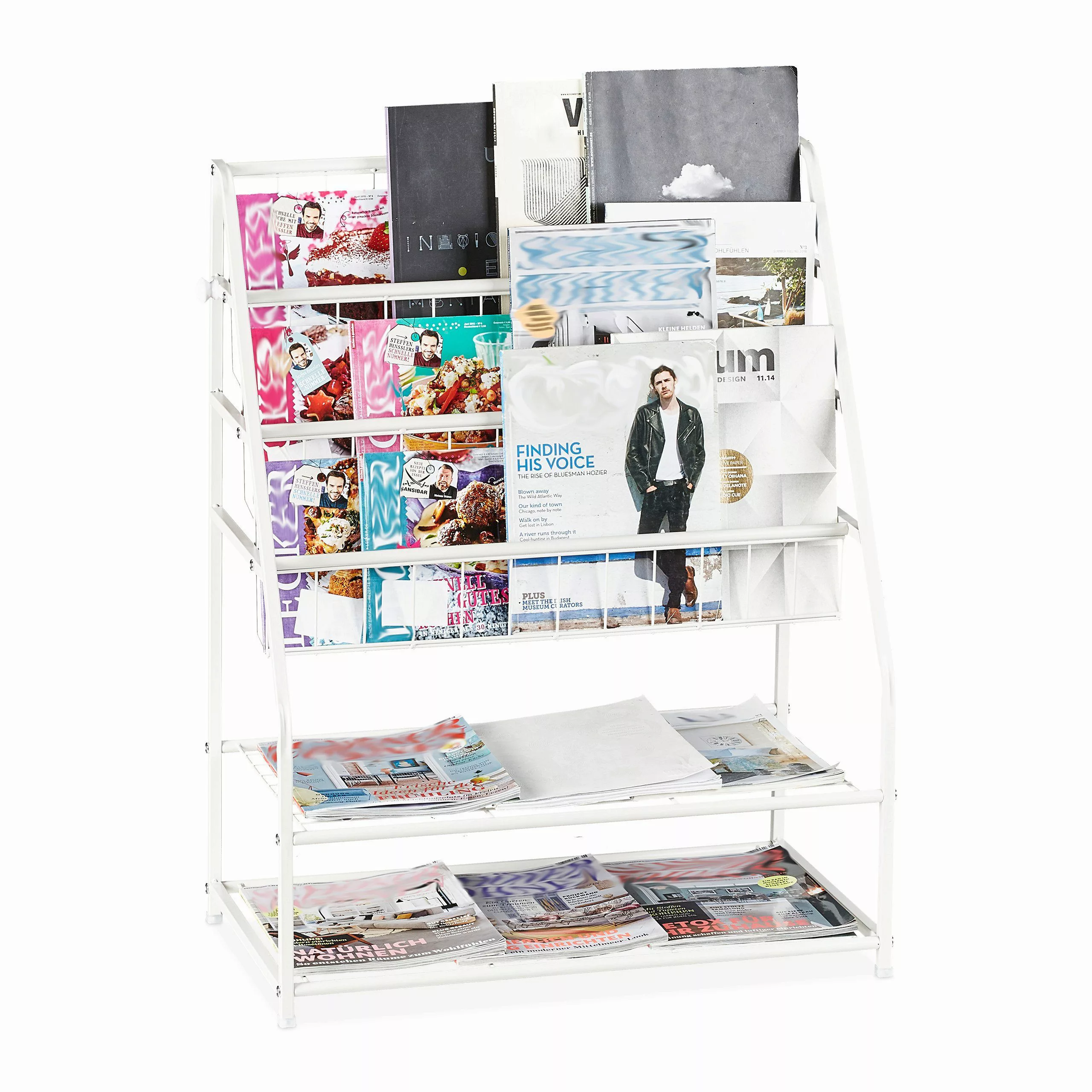 relaxdays Zeitungsständer Zeitschriftenregal aus Metall, Weiß günstig online kaufen