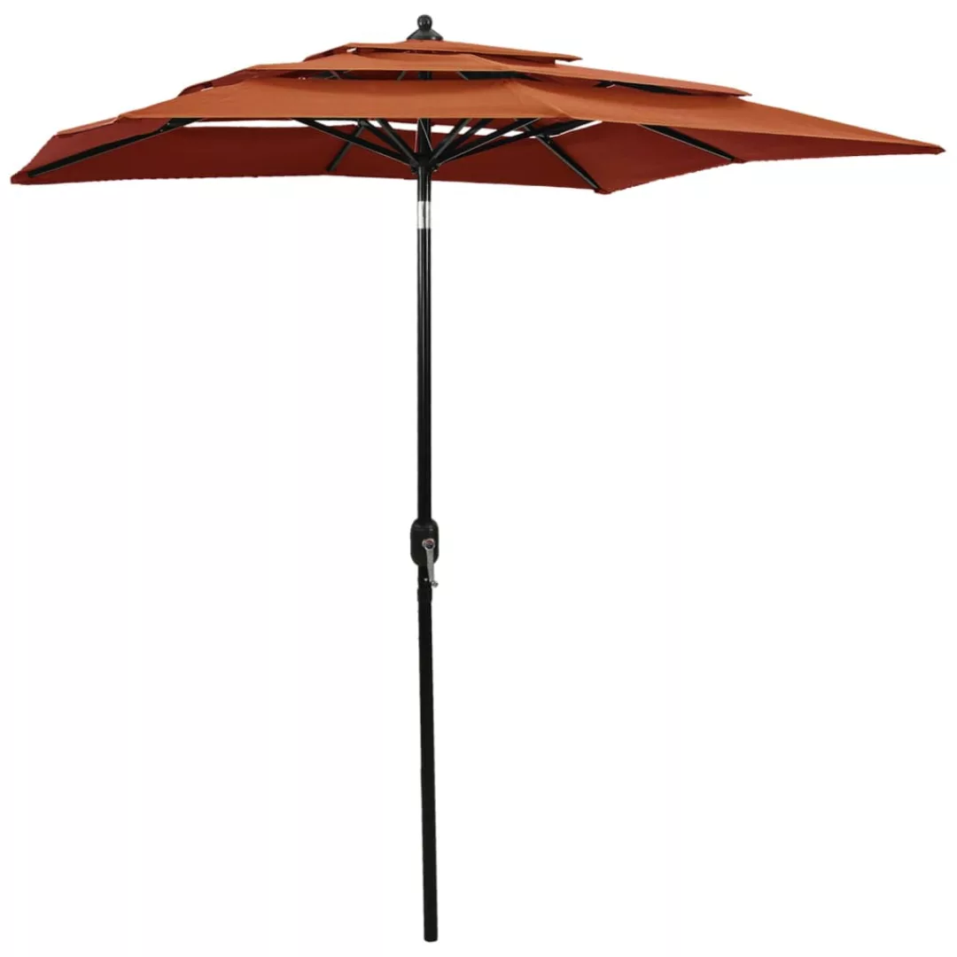 Sonnenschirm Mit Aluminium-mast 3-lagig Terracotta-rot 2x2 M günstig online kaufen