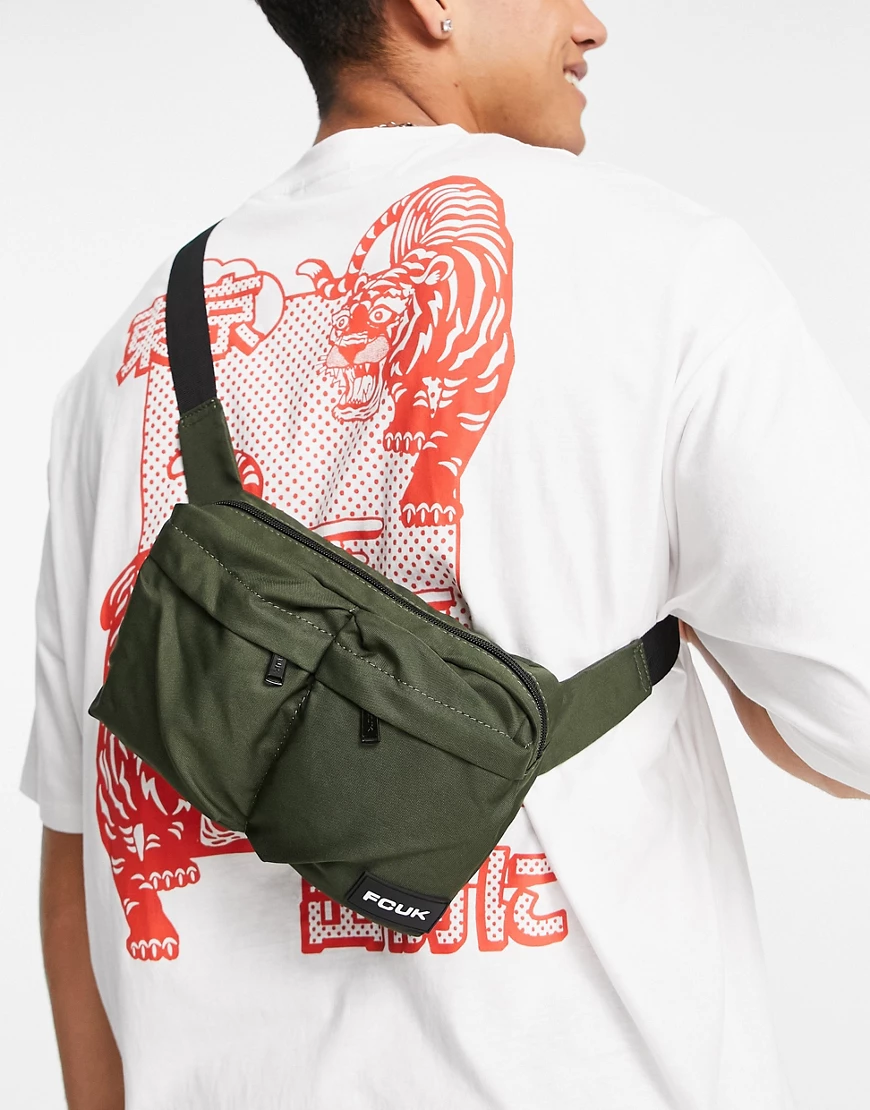 French Connection – FCUK – Gürteltasche in Khaki mit zwei Taschen-Grün günstig online kaufen