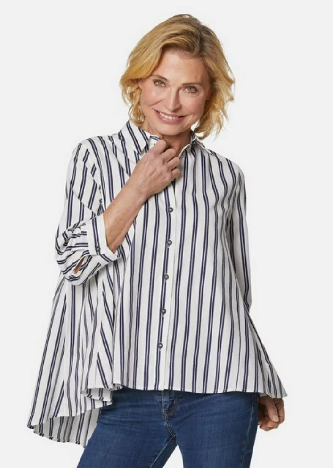 GOLDNER Klassische Bluse Kurzgröße: Schlichte Baumwoll-Bluse mit 3/4-Arm günstig online kaufen