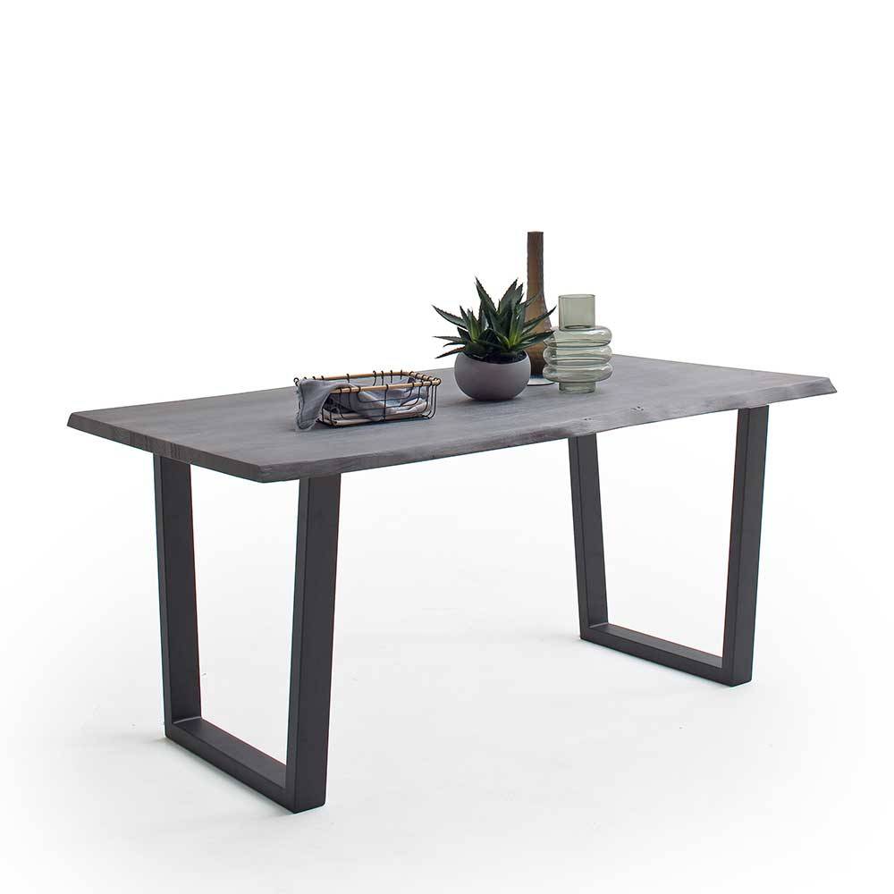 Esstisch Massivholztisch mit Massivholzplatte und Bügelgestell günstig online kaufen