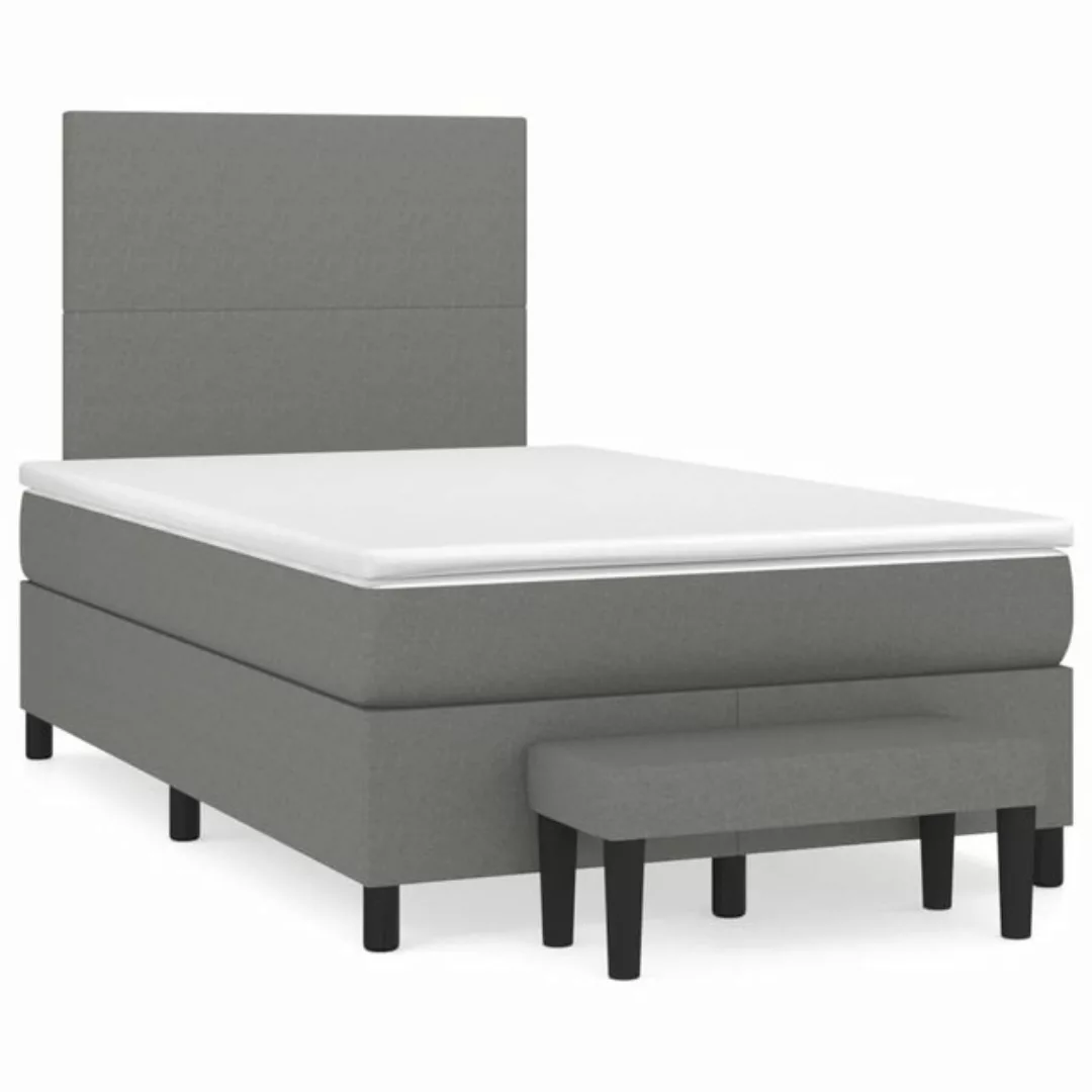 furnicato Bett Boxspringbett mit Matratze Dunkelgrau 120x200 cm Stoff günstig online kaufen