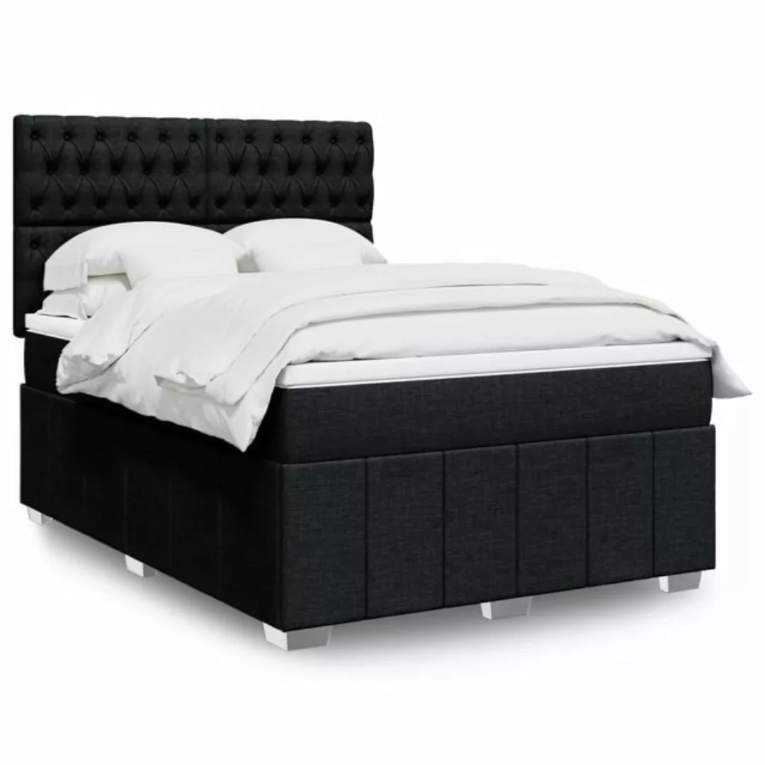 vidaXL Boxspringbett, Boxspringbett mit Matratze Schwarz 140x190 cm Stoff günstig online kaufen