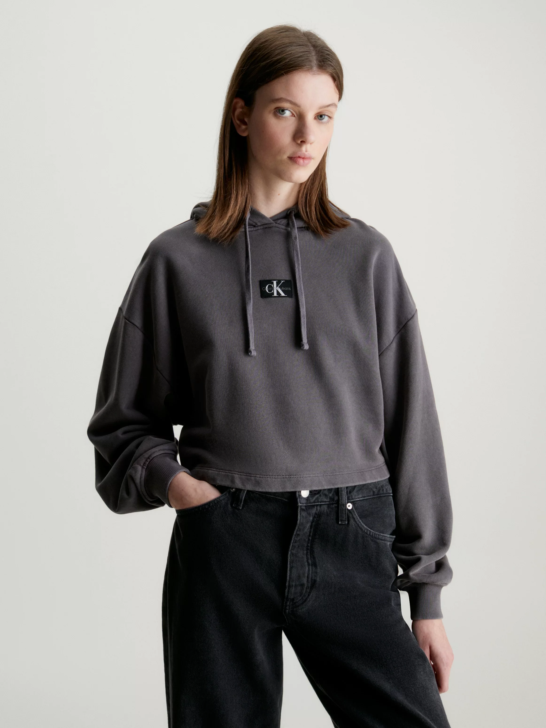 Calvin Klein Jeans Kapuzensweatshirt "WASHED WOVEN LABEL HOODIE", mit Logos günstig online kaufen