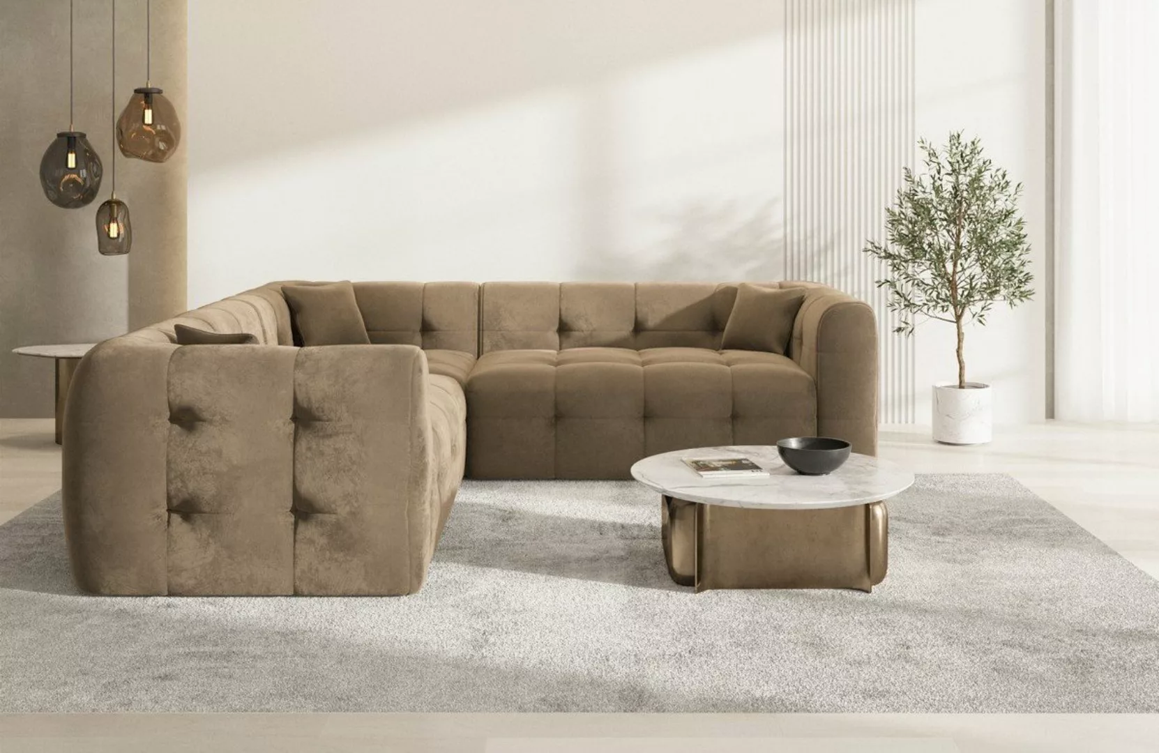 Sofa Dreams Ecksofa Sofa Polsterstoff Eckcouch Samt Lounge Couch Sevilla L günstig online kaufen