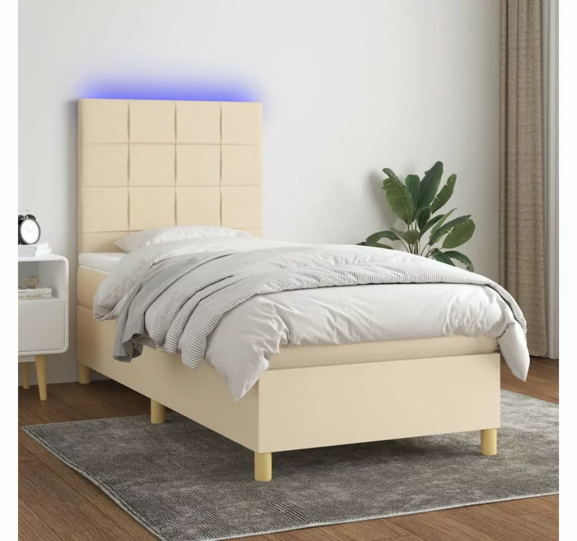 vidaXL Boxspringbett Bett Boxspringbett mit Matratze & Topper & LED (80 x 2 günstig online kaufen