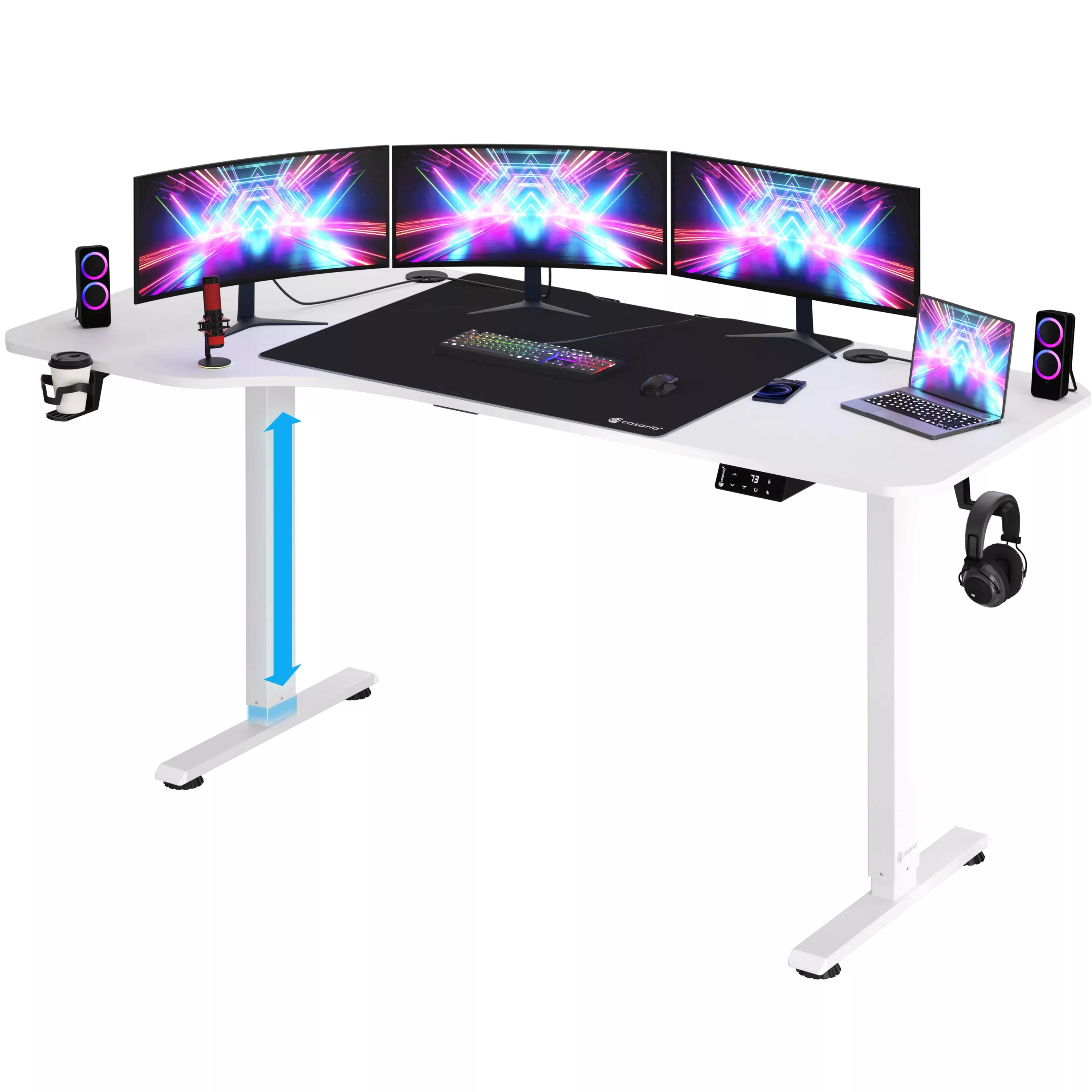Höhenverstellbarer Schreibtisch Weiß 160x75x118cm + Mousepad günstig online kaufen