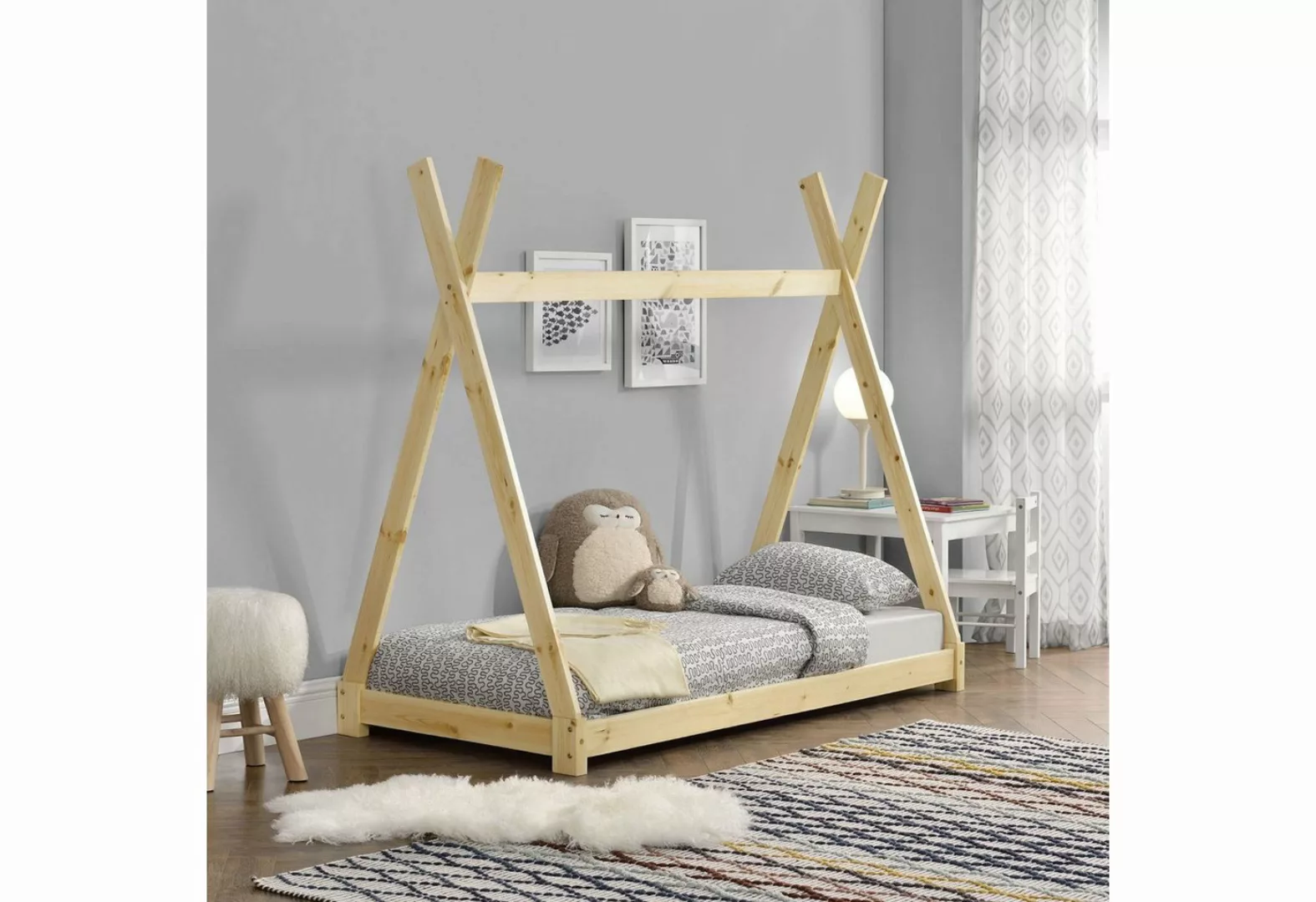 STADO Kinderbett Kinderbett Holzbett Tipi Lattenrost Kinderhaus Bett 90x200 günstig online kaufen